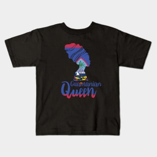 Guamanian Queen Guam Flag Afro Roots Kids T-Shirt